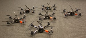 The team of six quadrotors used in experimentation.